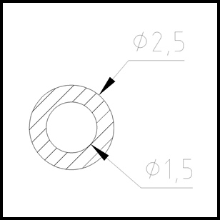 Carbon Fibre tube 1000mm x 2.5mm OD x 1.5mm ID ea (TS2507